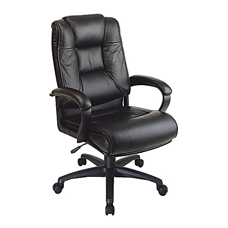 Office Star™ Deluxe Bonded Leather High-Back Chair, Black