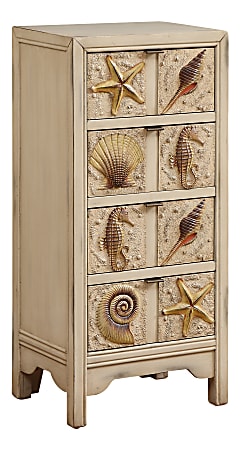 Coast to Coast 4-Drawer Chest, 40"H x 19"W x 13-1/2"D, Cream