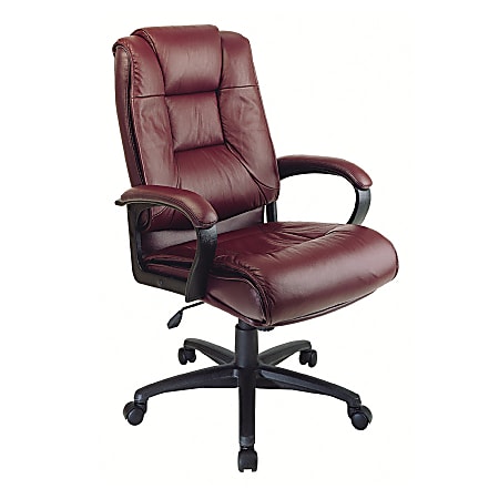 Office Star™ Deluxe Bonded Leather High-Back Chair, Burgundy/Black