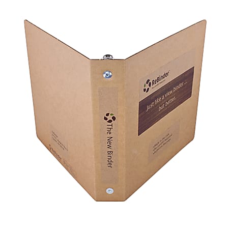 ReBinder™ Original Cardboard 3-Ring Binder, 1 1/2" Round Rings, 70% Recycled, Brown Kraft