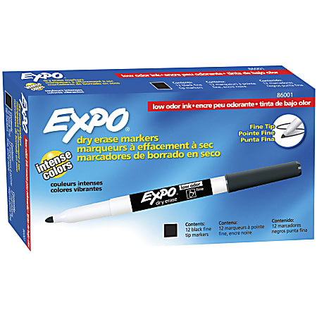 EXPO® Low-Odor Dry-Erase Pen-Style Markers, Black Ink, Pack