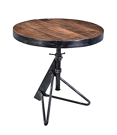Coast to Coast Braden Adjustable Wood Round Accent Table, Brown