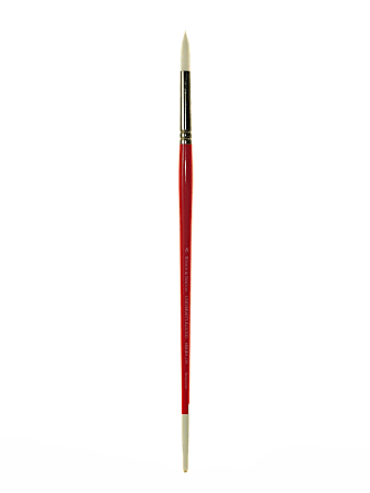 Winsor & Newton University Series Long-Handle Paint Brush 235, Size 8, Round Bristle, Red