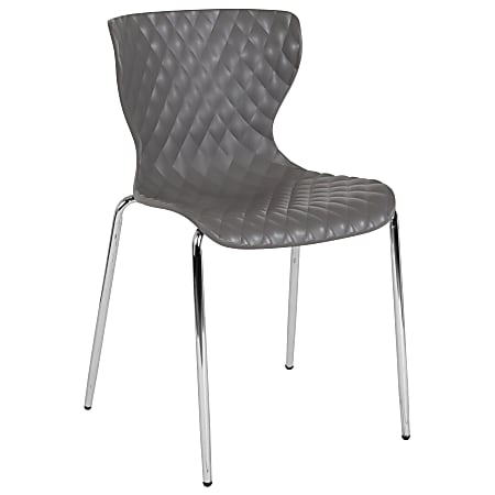 Flash Furniture Lowell Contemporary Design Plastic Stack Chair, Gray