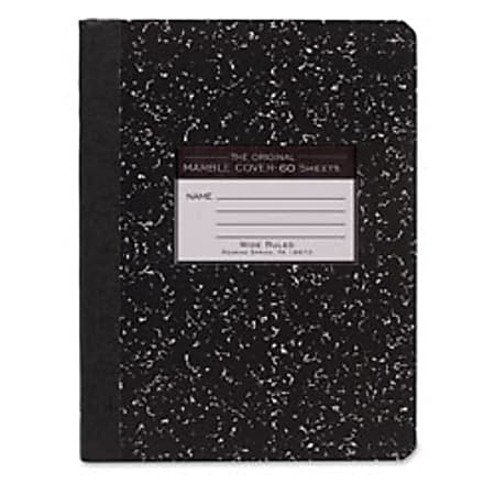Roaring Spring Tape Bound Composition Notebook, 7 1/2" x 9 3/4", 60 Sheets, Black Marble