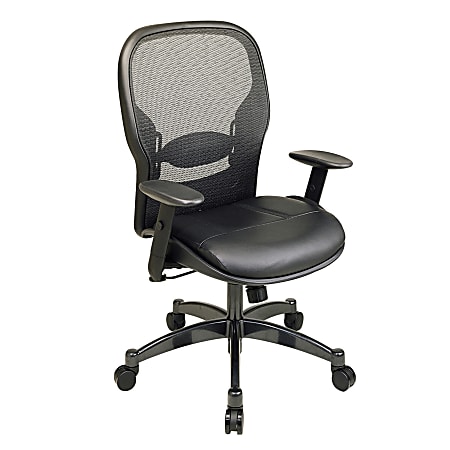 Office Star™ Matrex® Leather/Mesh Chair, 46 1/4"H x 27 1/4"W x 25 3/4"D, Black Frame, Black Leather