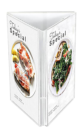 Deflecto® 3-Sided Sign/Menu Holder, 6-1/8"H x 4-1/8"W, Clear