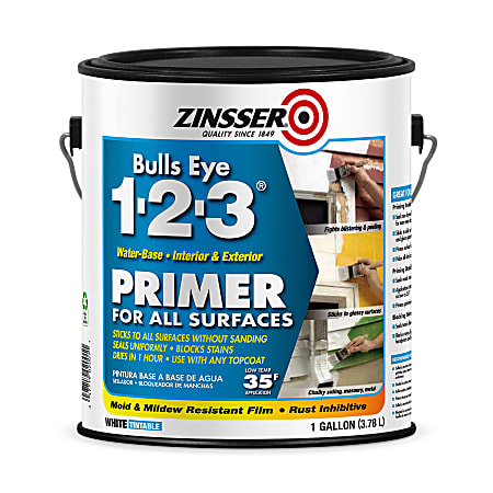 Zinsser Bulls Eye 1-2-3 Water-Based Primer, 128 Oz, Case Of 4 Bottles