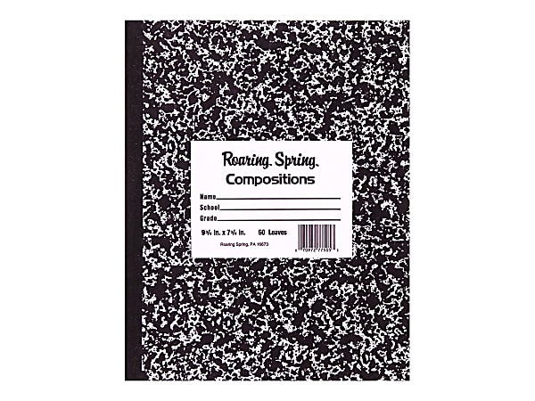 Roaring Spring Composition Notebook, 8" x 10", 60 Sheets, Black Marble