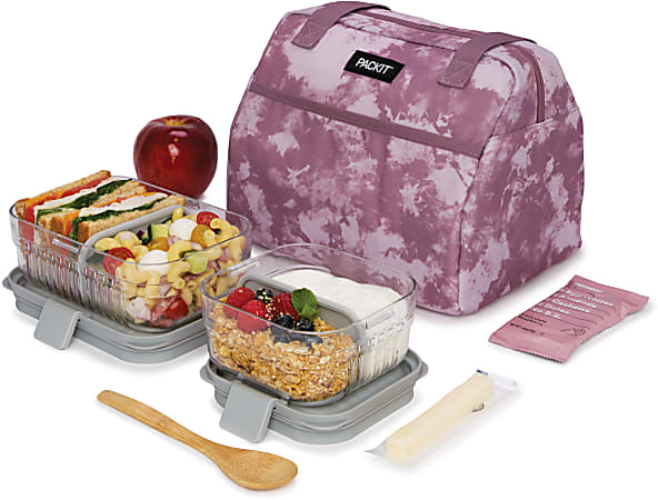PackIt Freezable Hampton Lunch Bag Mulberry Tie Dye Office Depot