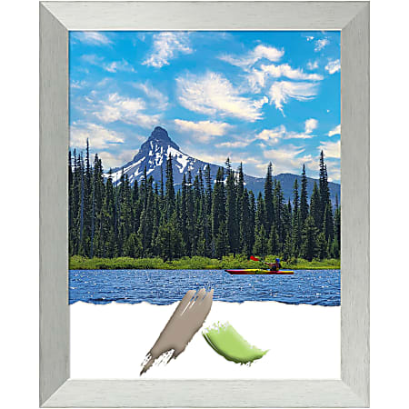 Amanti Art Wood Picture Frame, 26" x 32", Matted For 22" x 28", Brushed Sterling Silver