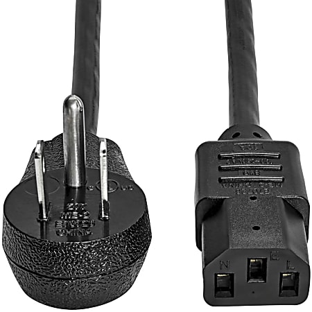 Eaton Tripp Lite Series Desktop Computer AC Power Cord, Right-Angle NEMA 5-15P to C13 - 10A, 125V, 18 AWG, 3 ft. (0.91 m), Black - P00600315D