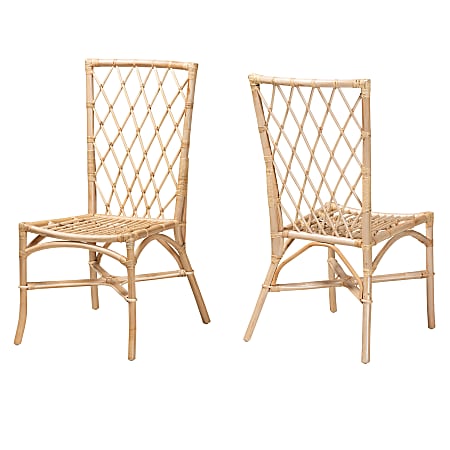 bali & pari Doria Rattan Dining Accent Chairs, Natural Brown, Set Of 2 Chairs