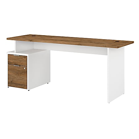 Bush Business Furniture Jamestown Desk With 2 Drawers, 72"W, Fresh Walnut/White, Standard Delivery