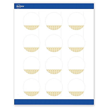 Avery® Printable Labels With Sure Feed® Technology, S00-EWW, Round, 2", Matte White With Preprinted Gold Lace Trim Pattern, Pack Of 120