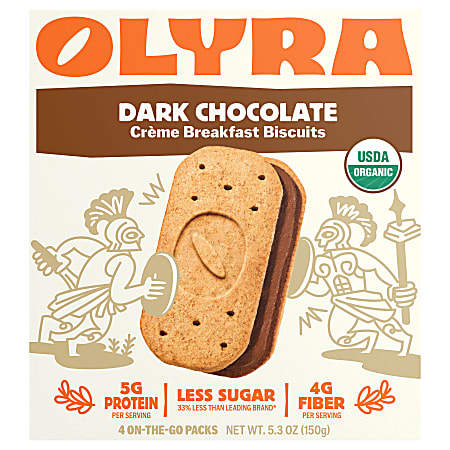 Olyra Breakfast Biscuit On The Go Packs, Creme Dark Chocolate, 5.3 Oz, Total Qty 6
