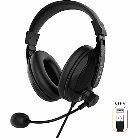 Morpheus 360 Deluxe Multimedia Stereo USB Headset - Adjustable Microphone - Lightweight Comfortable Design - Soft Eco Leather Ear Cushions - Over Ear - Black - HS3500SU - HiFi - Wired - 32 Ohm - 20 Hz - 20 kHz - Over-the-head - Binaural