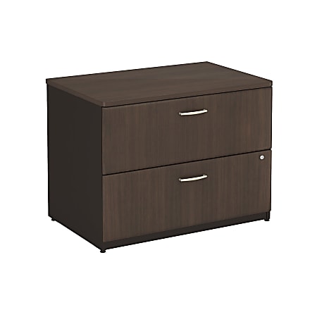 Bush Business Furniture Office Advantage Lateral File Cabinet, 36"W, Sienna Walnut/Bronze, Standard Delivery