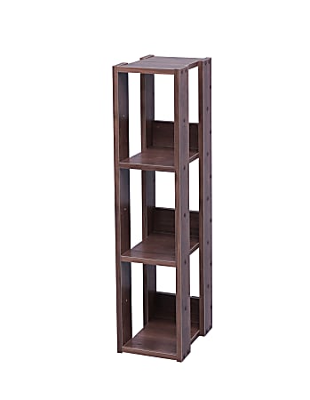 IRIS Mado 35"H 3-Shelf Slim Open Shelving Unit, Brown