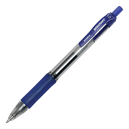 SKILCRAFT® Zebra® Retractable Gel Pens, Bold Point, 1.0 mm, Blue Barrel, Blue Ink, Pack Of 12 Pens