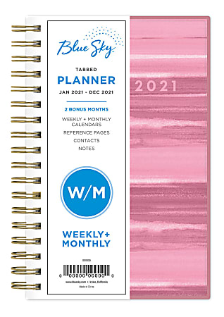Blue Sky™ PP Weekly/Monthly Planner, 3-5/8" x 6-1/8", Horizon, January to December 2021, 122983