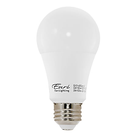 Euri A19 4000 CEC Series LED Light Bulbs, Dimmable, 800 Lumens, 9 Watt, 2700K/Soft White, Pack Of 2 Bulbs