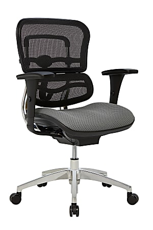 WorkPro® 12000 Series Ergonomic Mesh/Premium Fabric Mid-Back Chair, Black/Gray, BIFMA Compliant