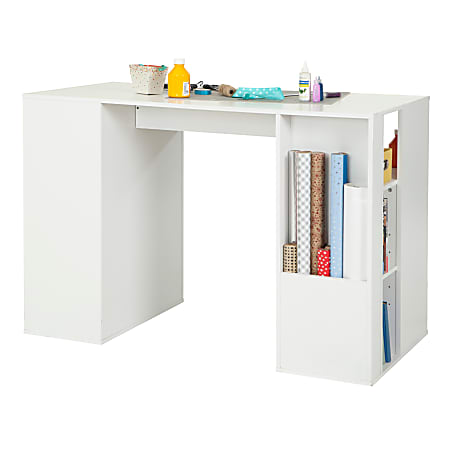 South Shore Crea White Counter-Height Craft Table with Storage