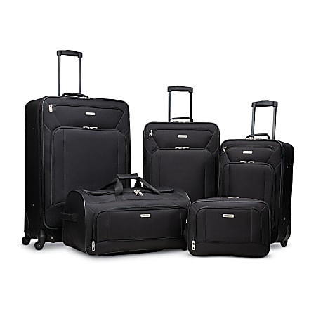 American Tourister® Fieldbrook XLT Polyester 5-Piece Rolling Luggage Set, Black