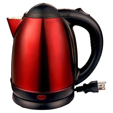 Brentwood 1.7 Liter Stainless Steel Tea Kettle Red - 1000 W - 1.80 quart - Stainless Steel, Red