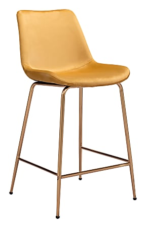 Zuo Modern Tony Counter Chairs, Yellow/Gold, Set Of 4 Chairs