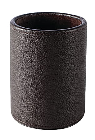 Realspace™ Executive Leatherette Pencil Cup, 4 1/2"H x 3 1/2"W x 3 1/2"D, Brown