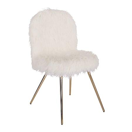 Office Star™ Avenue Six Julia Faux Fur Chair, White/Gold