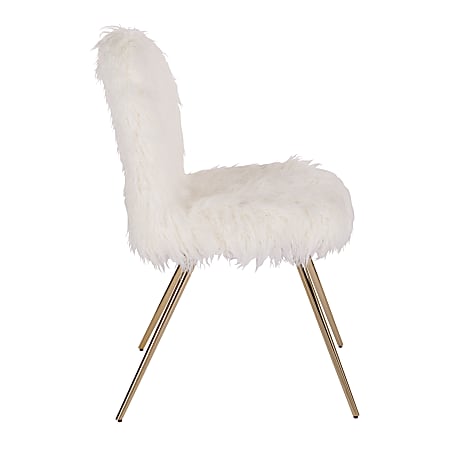 Office Star Avenue Six Julia Faux Fur Chair WhiteGold Office Depot