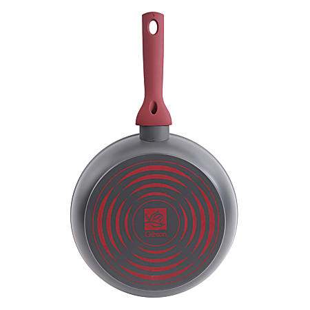 Gibson Home Marengo Aluminum Frying Pan, 12", Red/Gray