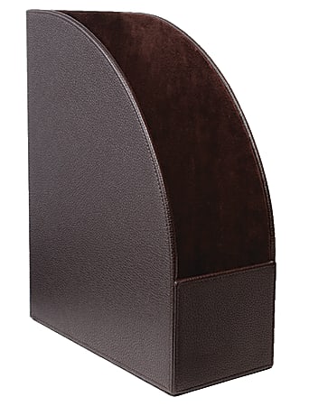 Realspace™ Executive Leatherette Magazine/File Holder, 12 3/8"H x 4 3/8"W x 10"D, Brown