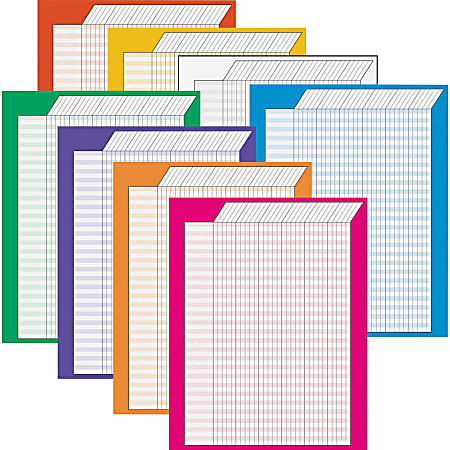 Trend Vertical Incentive Charts, Assorted Colors, Pack Of 8