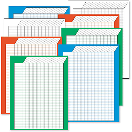 Trend Vertical Incentive Charts, Assorted Colors, Pack Of 8