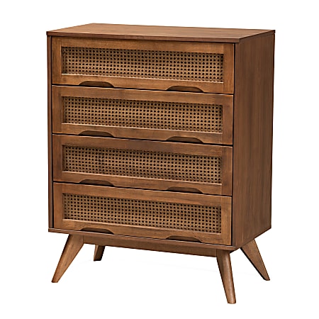 Baxton Studio Barrett 4-Drawer Chest, 38-1/8”H x 30-1/8”W x 15-3/4”D, Walnut Brown