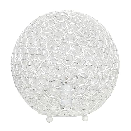 Elegant Designs Crystal Ball Table Lamp, 10"H, White