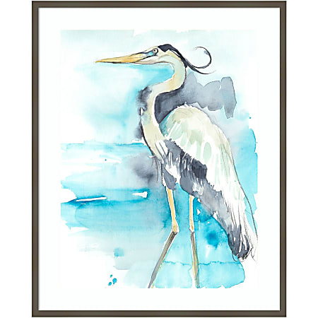 Amanti Art Heron Splash II by Jennifer Goldberger Wood Framed Wall Art Print, 41”H x 33”W, Gray