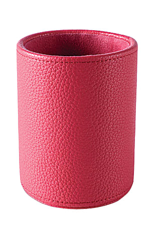Realspace™ Executive Leatherette Pencil Cup, 4 1/2"H x 3 1/2"W x 3 1/2"D, Pink
