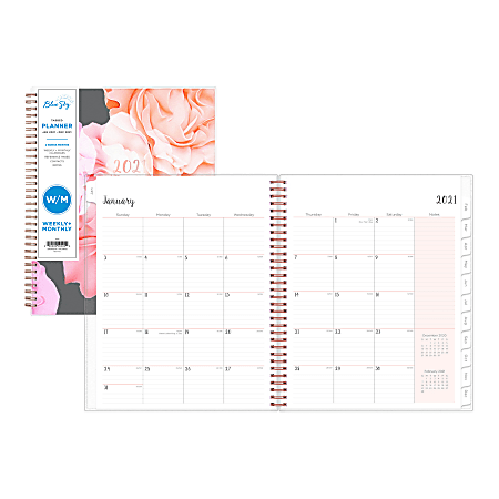 Blue Sky™ Weekly/Monthly Planner, 8-1/2" x 11", Joselyn, January to December 2021, 110394