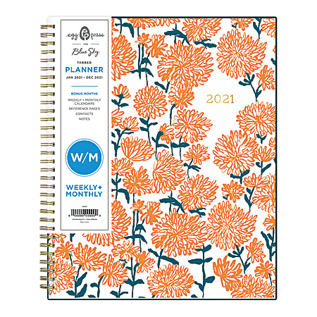 Blue Sky™ Egg Press Weekly/Monthly Planner, 8-1/2" x 11", Mom Mums, January To December 2021, 121845