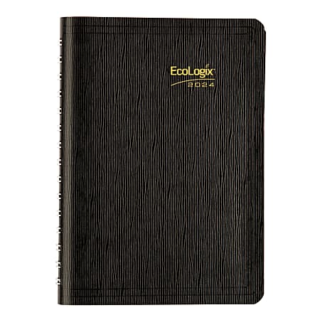 2024 Brownline EcoLogix 12 Months Daily Appointment Planner, 8" x 5", 100% Recycled, Black, January to December, 2024 , CB410W.BLK
