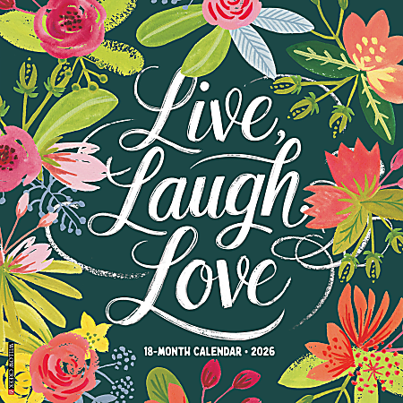 2026 Willow Creek Press Inspirational Monthly Wall Calendar, 12" x 12", Live, Laugh, Love, January To December, 51825