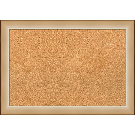 Amanti Art Rectangular Non-Magnetic Cork Bulletin Board, Natural, 27” x 19”, Eva Ombre Gold Narrow Plastic Frame