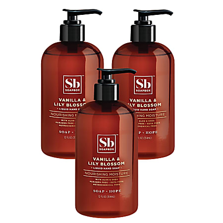 Hand Soap, Vanilla and Lily Blossom, 12 oz Pump Bottle, 3/Box