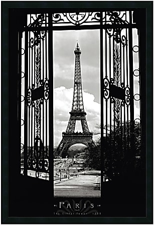 Amanti Art Eiffel Tower 1909 Framed Art Print, 37"H x 25"W, Black
