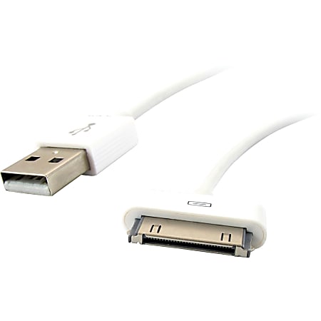 Comprehensive 30 Pin Dock Connector to USB A Male Adapter Cable for iPhone 4S, iPad - 3ft. - 3 ft Lightning/USB Data Transfer Cable for iPhone, iPad, iPod - First End: 1 x 30-pin Proprietary - Male - Second End: 1 x Type A - Male - White
